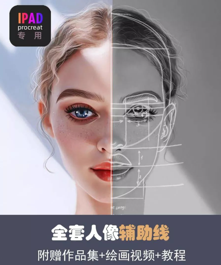 Procreate 笔刷 最强人像辅助线神器 Procreate 笔刷 最强人像辅助线神器