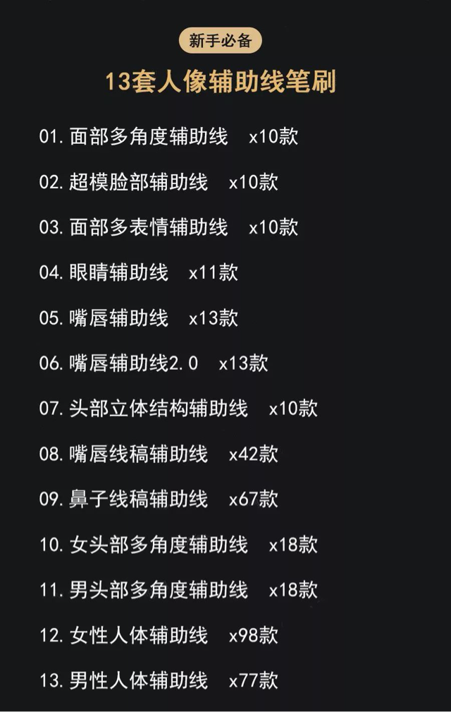 Procreate 笔刷 最强人像辅助线神器 Procreate 笔刷 最强人像辅助线神器