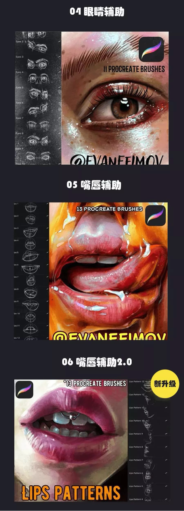 Procreate 笔刷 最强人像辅助线神器 Procreate 笔刷 最强人像辅助线神器