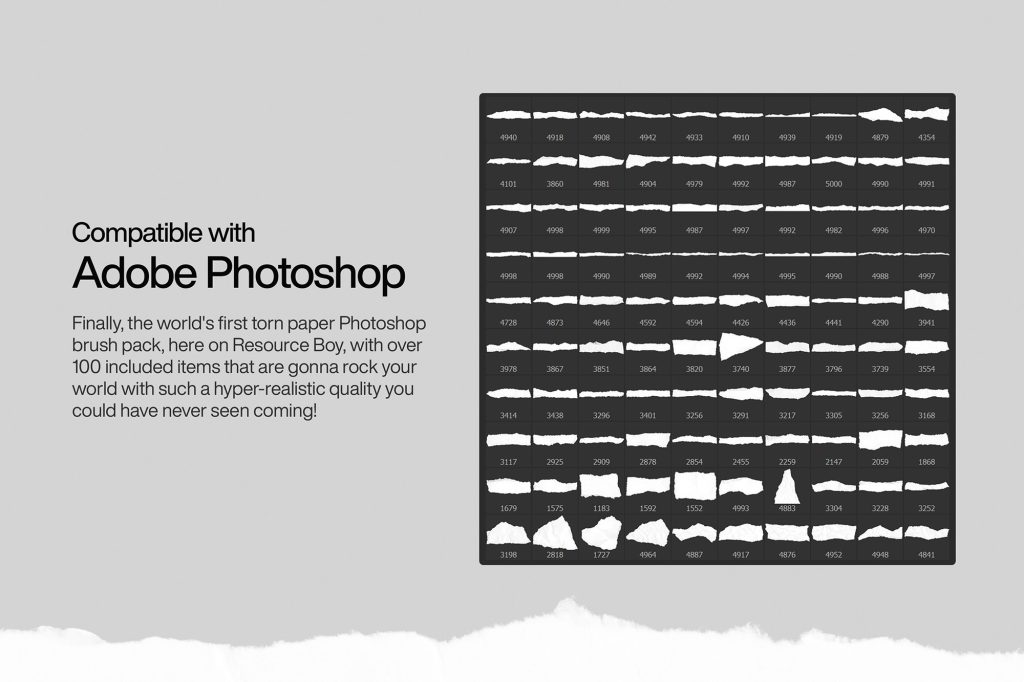 PS 撕纸笔刷 100+ 免费下载 高清 - 含毛边 / 褶皱 / 破损效果
